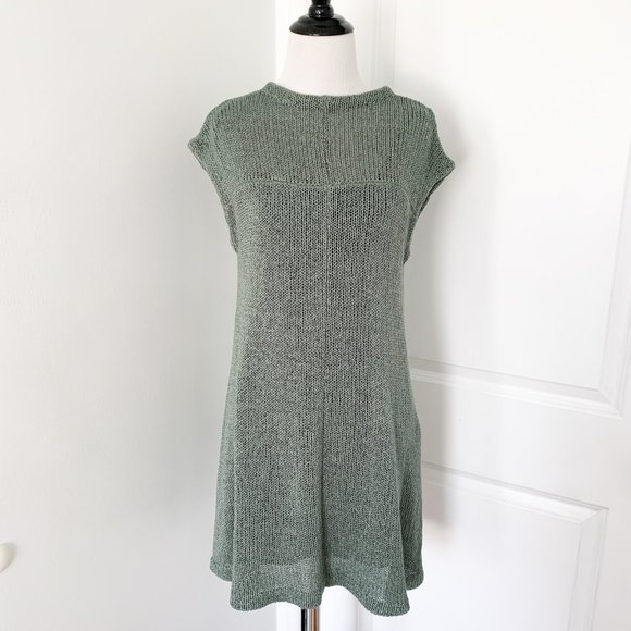 Zara Dresses Zara Sage Green Knit Swing Dress Poshmark